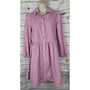 J Crew Pink Striped Shirt Dress 0 Button Up Cotton Poplin Womens